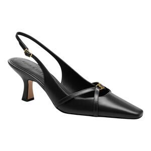 COACH Women's Rowyn Leather Slingback Pumps Heels Black Size 9 1/2 M